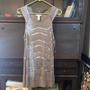 Kenar Silver Sequin Mini Dress/ Long Tank Top